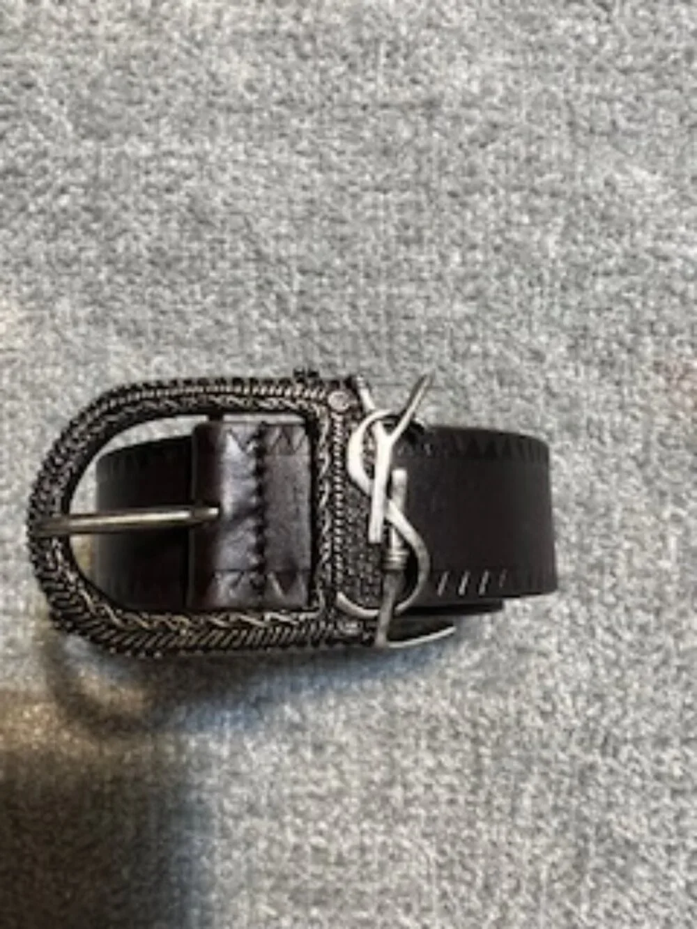 Authentic Almost New Black Yves Saint Laurent YSL With Silver Buckle 90cm. - Picture 3 of 7